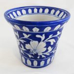 PL003BW Small Floral Blue White Planter 01